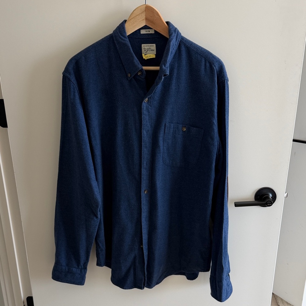 J. Crew Blue Button-Up Shirt with Elbow Pads